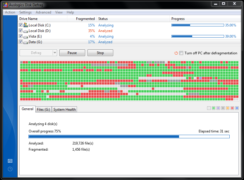 auslogics disk defrag